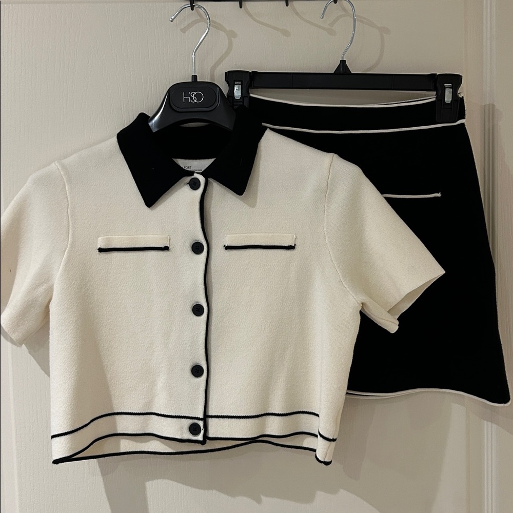 Oak and Fort SET - knit Black Skirt with White top